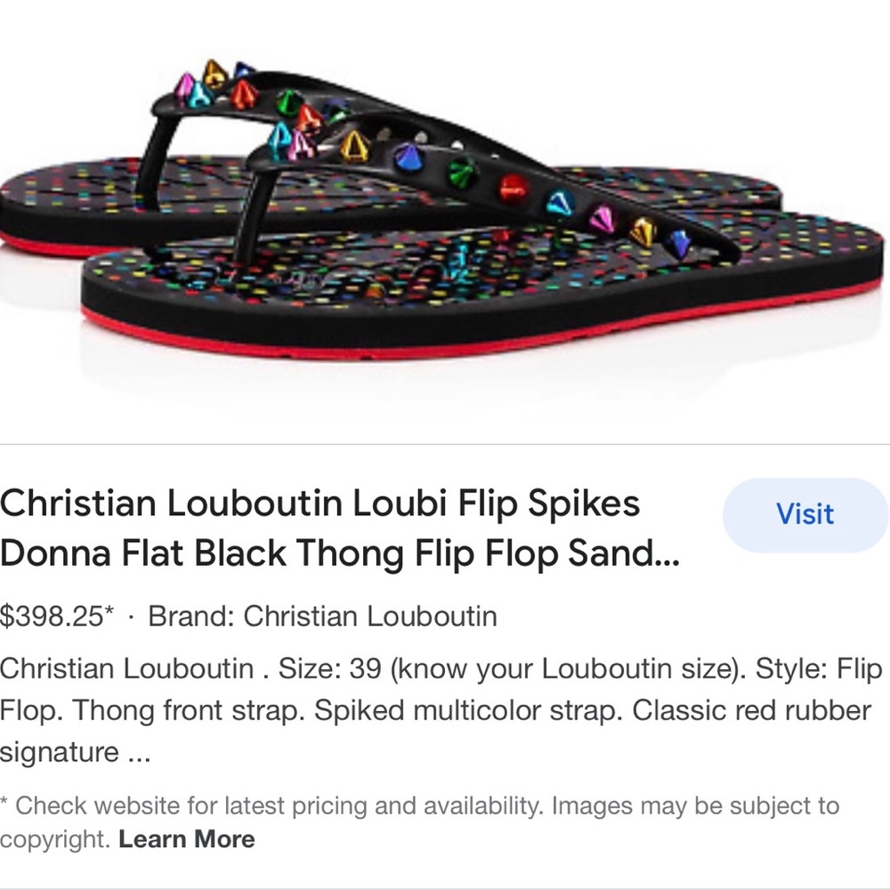 Christian Louboutin loubi spike flip flops 39